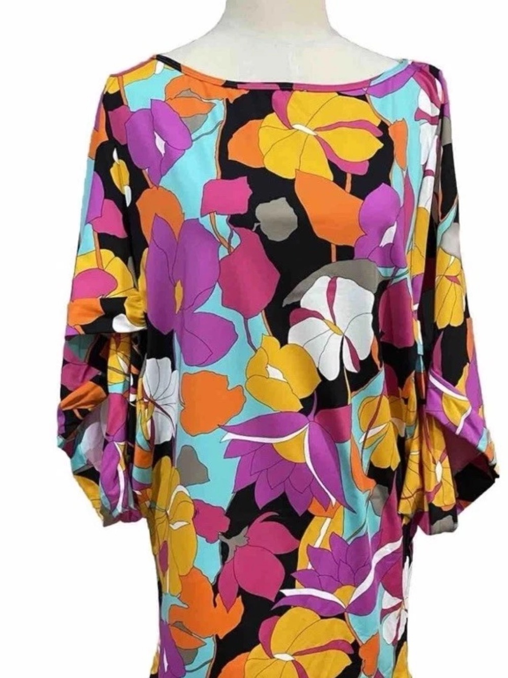 Trina Turk Floral Boatneck swim Tunic pacifica contour Multi color cover up Sz.L